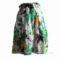 Women's printed skirt, pleaded hemline and over knee length, made of 100% cotton